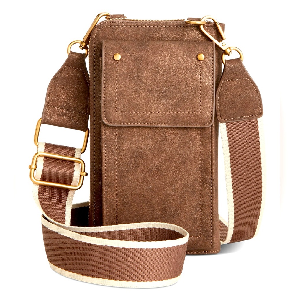 Style & Co. Leather Crossbody Phone Wallet in Chocolate‎ Brown